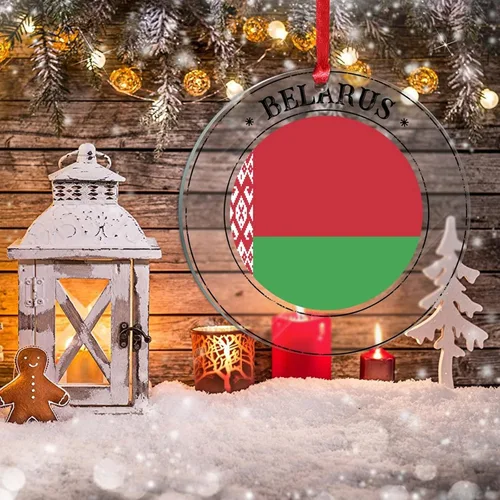 Vista 5 de Bandera de Bielorrusia, adornos decorativos para colgar, bandera nacional de Bielorrusia, decoración de árbol de Navidad, recuerdo navideño, adorno