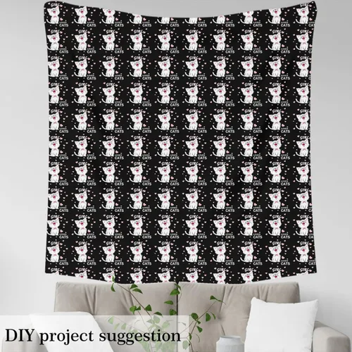 Vista 3 de Feelyou The Yard, tela con estampado de gatos, bonita tela de tapicería de gato para sillas, patrón de gatito, regalo para amantes de los gatos