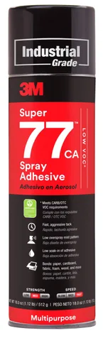 Vista 5 de Paquete de adhesivo en aerosol 3M Hi-Strength 90 CA, bajo contenido de compuestos orgánicos volátiles (COV), permanente + 3M Super 77, pegamento