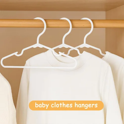 Vista 9 de Perchas para ropa de bebé, paquete de 120 perchas de plástico blanco para niños, 11.5 pulgadas, ahorro de espacio, antideslizantes, para bebés