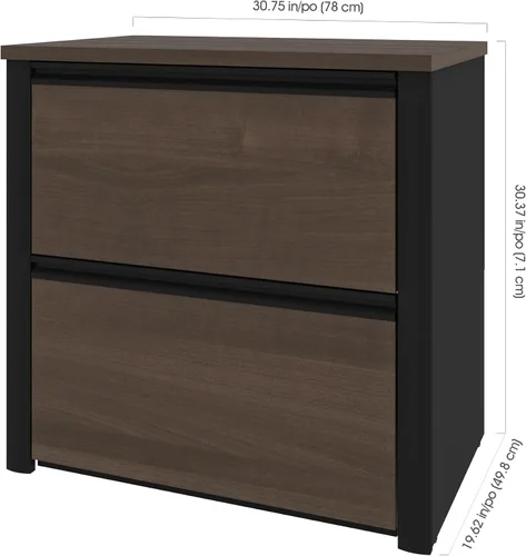 Vista 2 de Bestar Archivador lateral Connexion 31W con 2 cajones en Antigua y negro 2 drawers; adjustable leg levelers; ball-bearing drawer slides; Particle