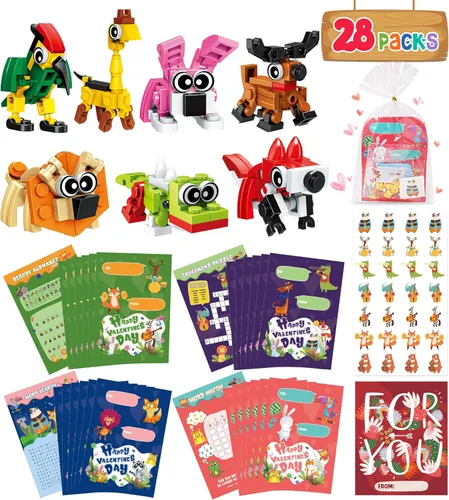 Vista 7 de Colplay - Juego de 24 bloques de construcción de insectos para el día de San Valentín Include Insect Building Blocks with Valentines Cards