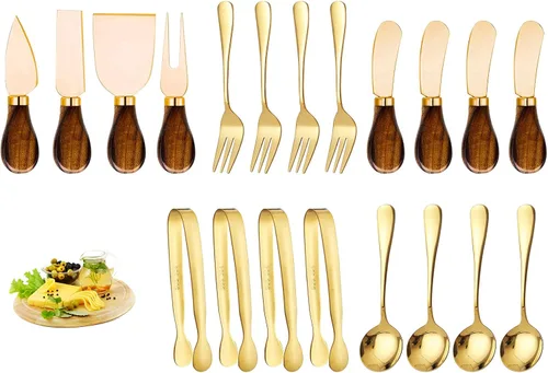Vista 7 de Accesorios de embutidos (20 unidades), esparcidores de queso para tabla de embutidos, mini cucharas de servir, tenedores y mini pinzas para servir