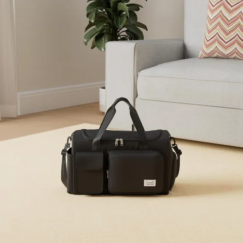 Vista 2 de Bolsa de deporte para gimnasio con compartimento para zapatos y bolsillo separado seco y húmedo para hombres y mujeres, bolso de entrenamiento