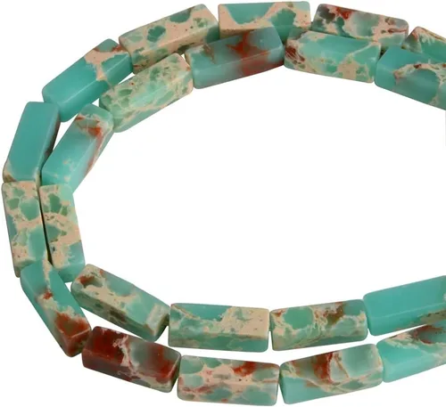 Vista 26 de Espaciador de tubo rectangular de amazonita de piedra natural de 0.157 x 0.512 in, cuentas sueltas para manualidades, pulseras, collares, joyería