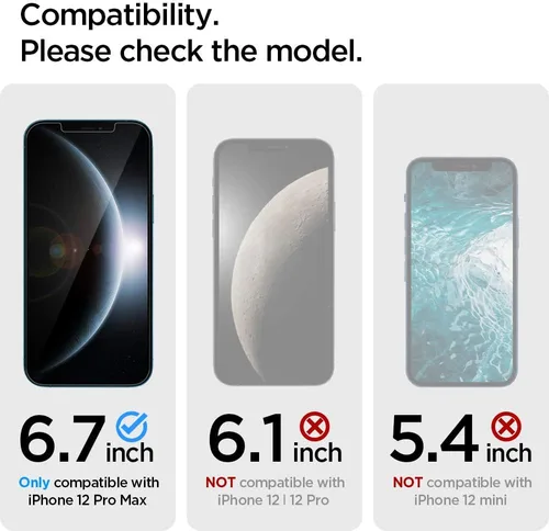 Vista 4 de Spigen GlasTR EZ FIT - Protector de pantalla de vidrio templado para iPhone 12 Pro Max, paquete de 2