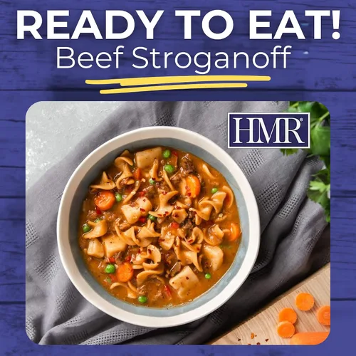 Vista 5 de HMR Ternera Stroganoff con Fideos Entrée Almuerzo o Cena Pre-empaquetada Listo para Comer 19 g de Proteína Comida Baja en Calorías Porción
