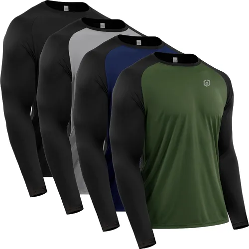 Vista 9 de NELEUS Camisas Deportivas de Manga Larga para Hombre, Transpirables, para Correr