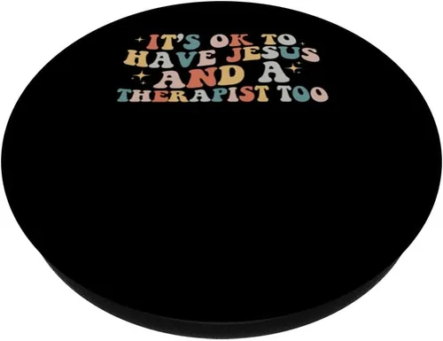 Vista 2 de Its Ok To Have Jesus And A Therapist Christian Therapy Menta PopSockets Standard PopGrip
