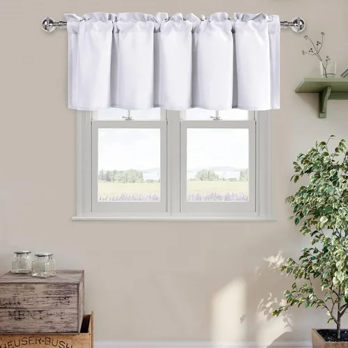 Vista 29 de DWCN Cortinas de Cenefa para Sala de Estar, Cocina, Baño/Sótano - Aqua Sólido, 1 Panel, 42 x 12 Pulgadas, Oscurecimiento de Habitación Solid Short