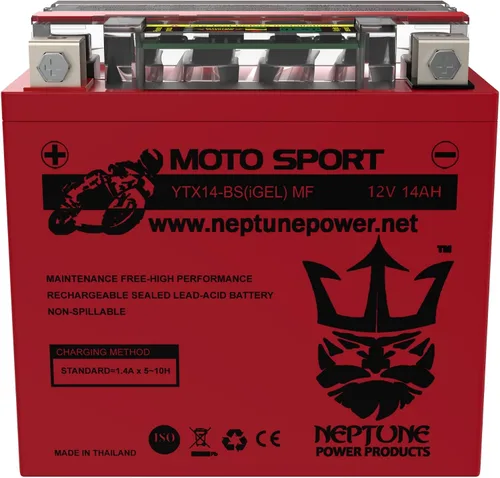 Vista 2 de Neptune Brand YTX14-BS - Batería de repuesto de gel de alto rendimiento para Kawasaki ZX1100-D Ninja ZX-11 (CN) 93-94
