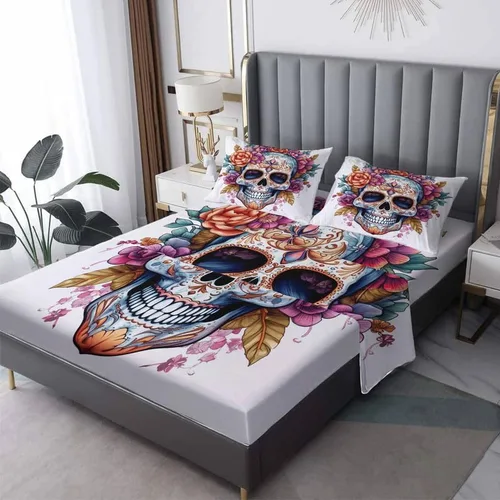 Vista 8 de Juego de sábanas abstractas tamaño individual, sábanas de microfibra suave, bolsillo profundo, sábanas y fundas de almohada estampadas sin arrugas