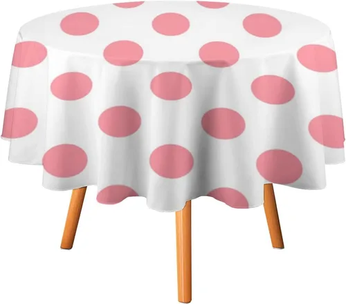 Vista 31 de Mantel redondo lavable de lunares negros sobre beige de 50 pulgadas para cocina, comedor, fiesta, decoración moderna