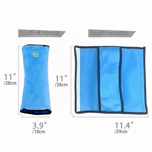 Vista 8 de 2 almohadas azules para cinturón de seguridad para niños, almohada para cinturón de seguridad de bebé, protector de almohada de asiento de automóvil
