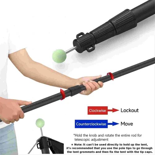 Vista 5 de SANLIKE Bastones de lona telescópicos para tienda, postes de aluminio de 96 pulgadas, poste extensible para toldo, refugio, camping, senderismo