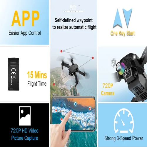 Vista 7 de Mini dron con cámara para adultos – Regalo de juguete de Navidad para principiantes de 15 años – Multirotores cuadricópteros RC UAV plegable