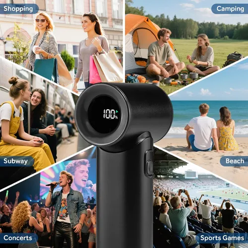 Vista 9 de Ventilador turbo portátil de mano de 17400 rpm, mini ventilador turbo de alta velocidad [15 horas de tiempo de enfriamiento máximo], 4500 mAh