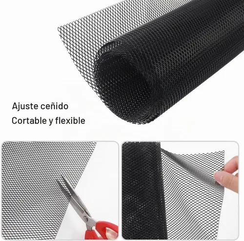 Vista 4 de Malla de rejilla con agujeros rómbicos para automóvil, protección contra grava, protector de rejilla, 40" x 13", insertos de rejilla recortables a