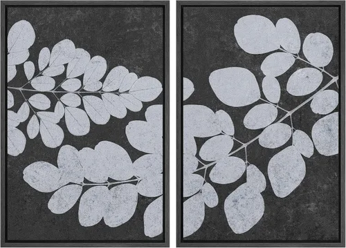 Vista 71 de SIGNWIN Lienzo enmarcado para pared, juego de arte con anillos de árbol de bosque grunge en blanco y negro, ilustraciones de naturaleza silvestre