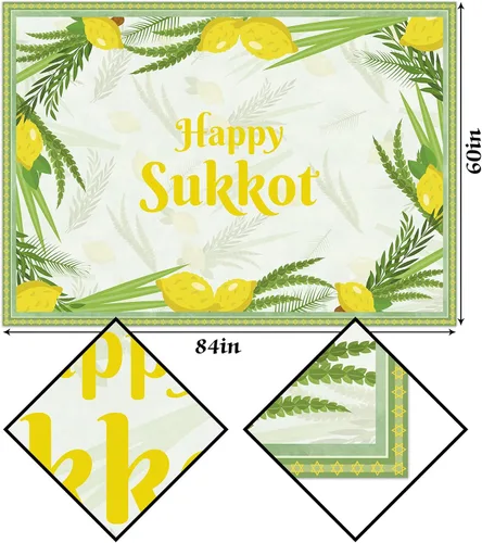 Vista 2 de Hafangry Mantel de Sucot Sukkah Decoración para el Hogar Judío Año Nuevo Vacaciones Suministros Fiesta Etrog Lulav Decoraciones Cocina Comedor