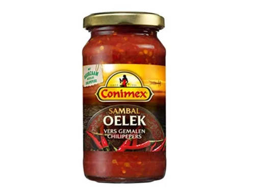 Vista 2 de Conimex Sambal Oelek, pasta de chile caliente, paquete de 2 frascos, 6 oz/200 g cada uno