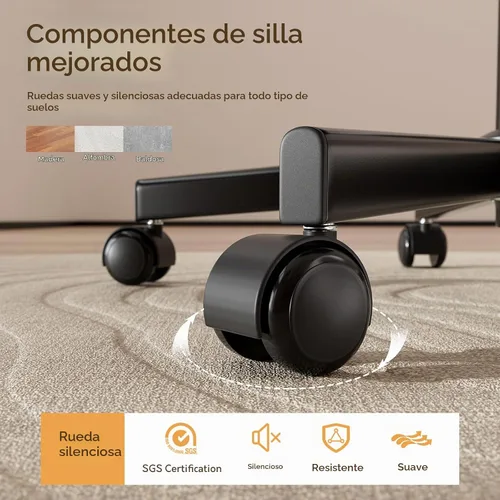 Vista 9 de Silla de Escritorio sin Brazos, Silla de Oficina para el Hogar Moderna sin Brazos, Silla de Computadora Ajustable en Altura y con Movimiento, Silla