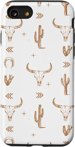 Vista 17 de Funda rústica elegante con diseño de calavera de toro sureño para iPhone 16