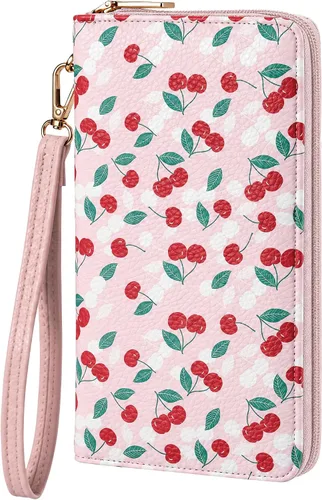 Vista 14 de Cartera clutch de cuero vegano para mujer con cremallera, correa de mano, gran capacidad 01 Cuero Genuino Negro
