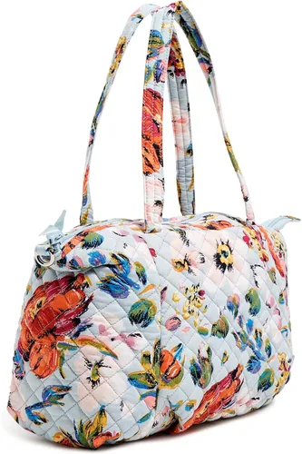 Vista 2 de Bolso de hombro plisado de algodón para mujer con múltiples correas