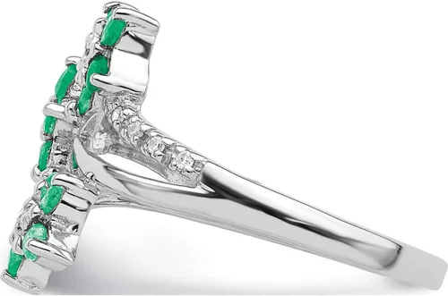 Vista 3 de Sweet Pea - Anillo de plata de ley con 3 flores rodiadas y diamantes, Plata de ley, 7, QR6380E-7