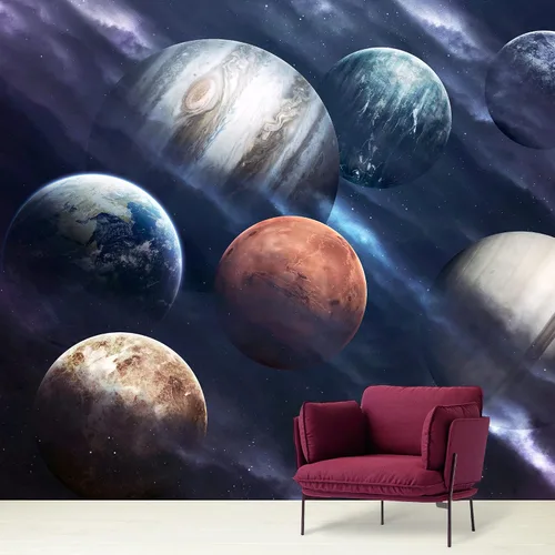 Vista 35 de NWT Calcomanía removible para pared, diseño de nube galáctica, estrella, nebulosa, fantasía, ciencia ficción, astronomía y arte espacial, arte