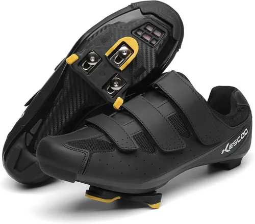 Vista 3 de Zapatos de ciclismo para hombre y mujer con tacos amarillos de 6 grados compatibles con Shimano SH-11 SPD-SL tacos de bicicleta para interiores