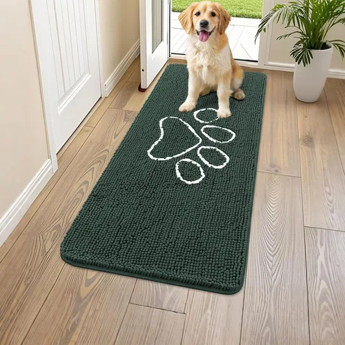 Vista 246 de Smiry Tapete para puerta de perro para patas fangosas, absorbente y Gris y negro