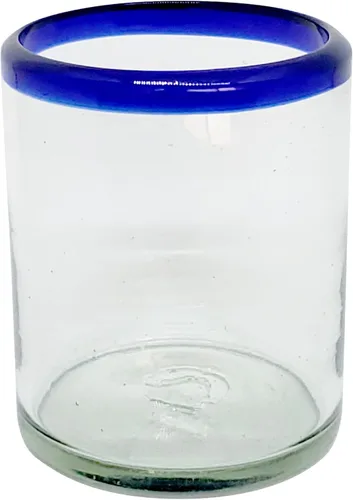 Vista 7 de Vasos de 10 onzas con borde azul cobalto (juego de 6), vidrio reciclado, sin plomo, sin toxinas (Tumbler)