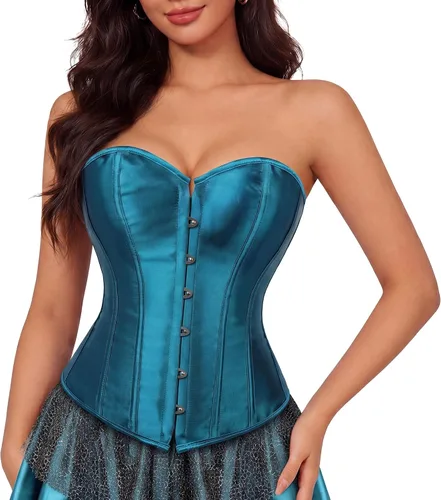 Vista 10 de Zhitunemi - Conjunto de lencería sensual para mujer, corsé de satén negro moldeador de cintura Beige