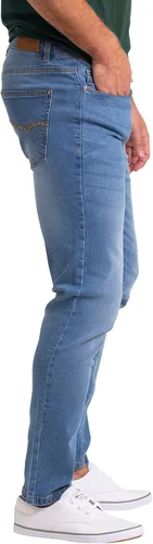 Vista 4 de Pantalones de mezclilla para hombre, corte ajustado, algodón elástico, clásico, recto, esencial, cómodo, flexible, 28W-40W