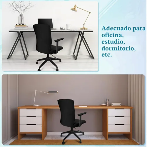 Vista 7 de Tatuo Fundas para silla de oficina y computadora, protector universal para silla giratoria, extraíble, lavable, con cremallera para respaldo de Negro