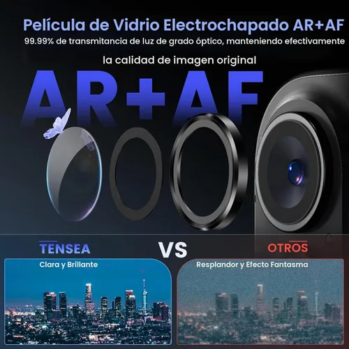 Vista 3 de Tensea Protector de Lente de Cámara para iPhone 16 / iPhone 16 Plus, Protector de Cubierta de Cámara de Vidrio Templado 9H, HD Transparente, Anillo