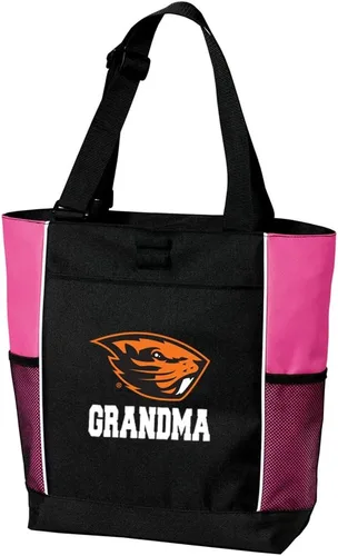 Vista 7 de Broad Bay Official Oregon State Tote Bag - Zippered Carryall Beavers Logo, 600D Polyester Canvas, Adjustable Web Handles, Front Pocket, Side Mesh