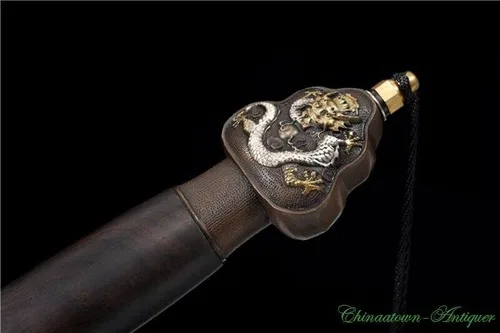Vista 5 de GLW Espada GongQing Patrón de espada de acero asado azul hoja octaédrica Jian Battle Ready #4681