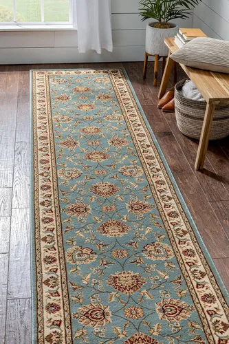 Vista 24 de Well Woven Alfombra de área oriental roja de Sultan Sarouk con diseño floral persa, formal, tradicional, fácil de limpiar, resistente a las manchas