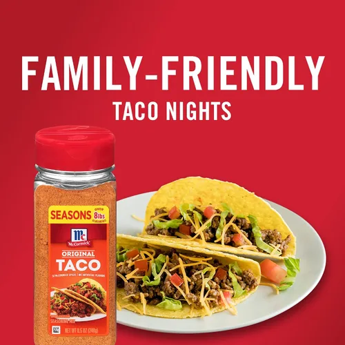 Vista 5 de McCormick Mezcla de condimentos para tacos, original, sin sabores artificiales, sin MSG añadido, calor suave y sabor clásico que toda la familia