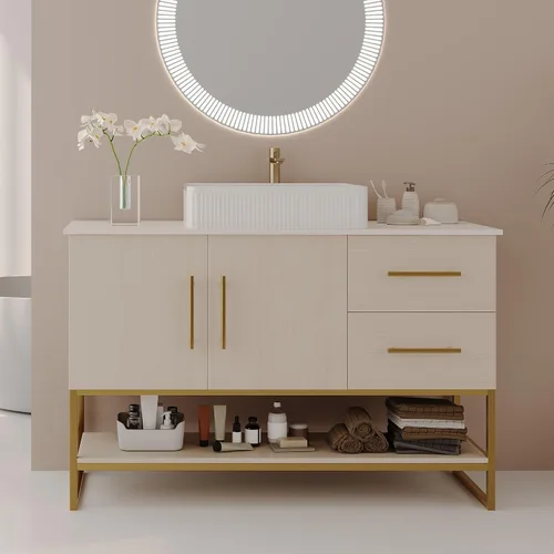 Vista 14 de SSLine Juego de tocador de baño montado en la pared con lavabo moderno de 30 pulgadas con lavabo superior y estante de almacenamiento, armario