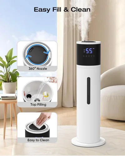 Vista 8 de Humidificador de 13L para habitación grande, tiempo de funcionamiento de 100 horas, 28 dB, silencioso, humidificadores de aire de niebla fría