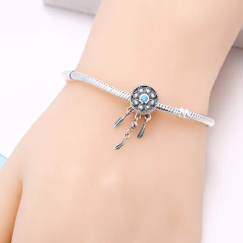 Vista 5 de SOUKISS Colgante de plata de ley 925 con diseño de atrapasueños, para pulsera europea, collar