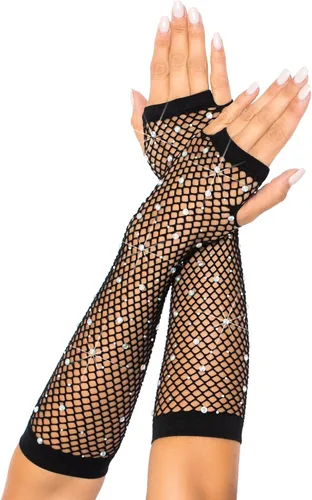 Vista 6 de Leg Avenue Guantes sin dedos de imitación con cordones