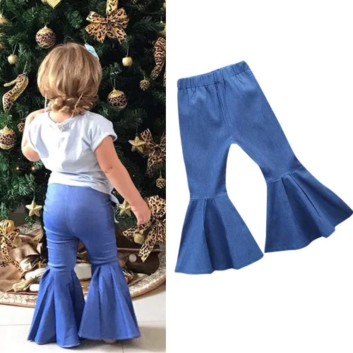 Vista 2 de Pantalones acampanados para niñas pequeñas, pantalones acampanados con volantes, pantalones de pierna ancha, leggings para bebé y niña