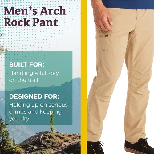 Vista 2 de Marmot Pantalón Arch Rock para hombre, ligero, transpirable, de secado rápido, con protección UPF