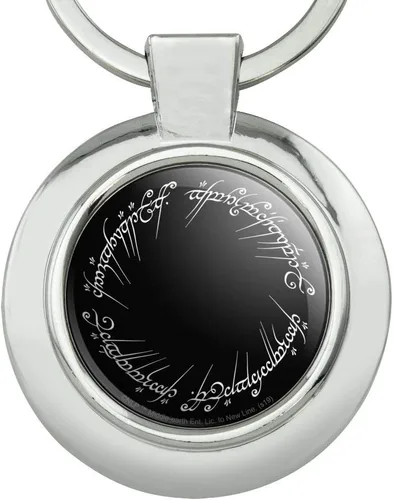 Vista 3 de Señor de los anillos Mordor Script llavero redondo de metal cromado con clase