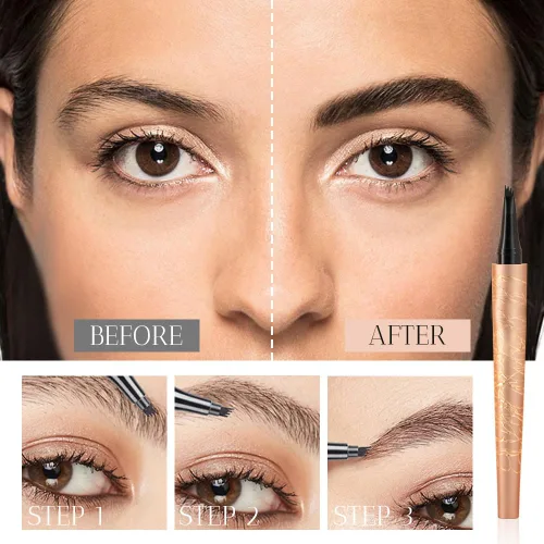 Vista 6 de Lápiz de cejas Microblading, 3D resistente al agua, 4 puntas, microblading para cejas, maquillaje de cejas con relleno de huecos, maquillaje
